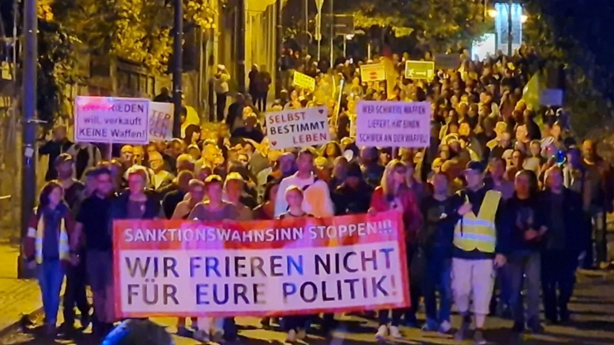 „Regierung muss weg“, „Gegen Impfwahn“, „Jagt die Grünen aus dem Land